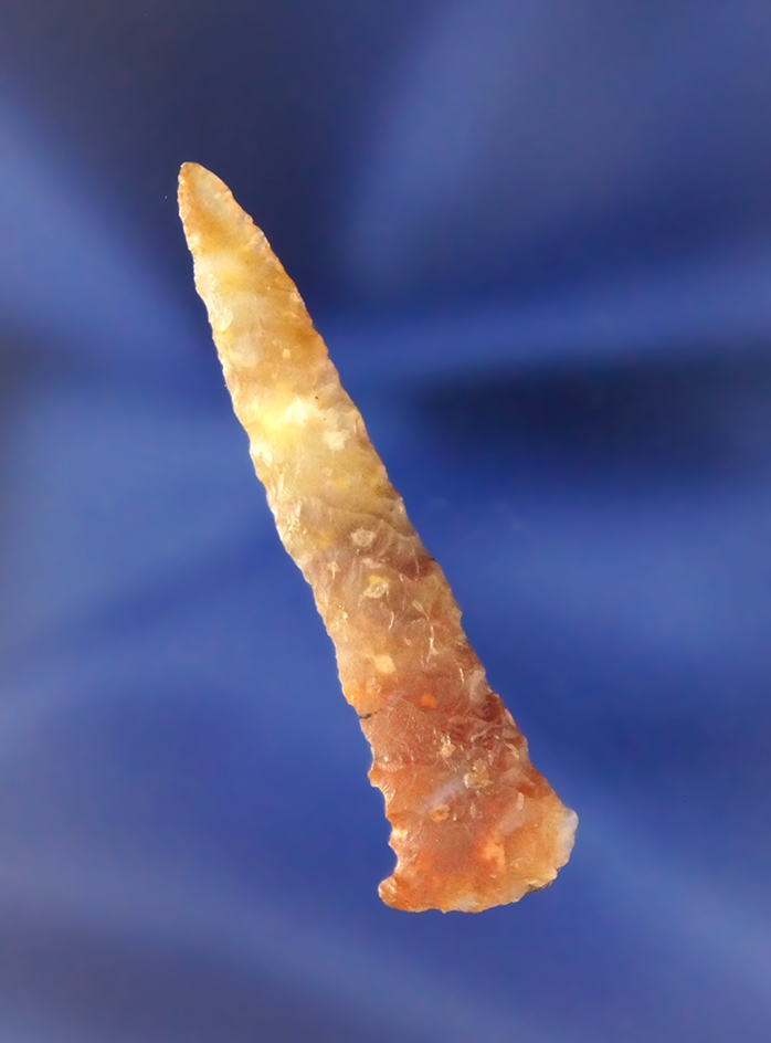 1 13/16" Fine Carnelian Agate Drill. Ex. John Jackson Collection. Found near the John Day River.