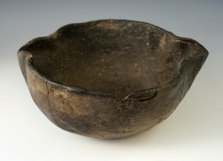6 3/4" Wide Dual Spout Ogee Bowl found in Arkansas. Ex. Kiesler, Van Deventer, Bryden, Roy Pohler.