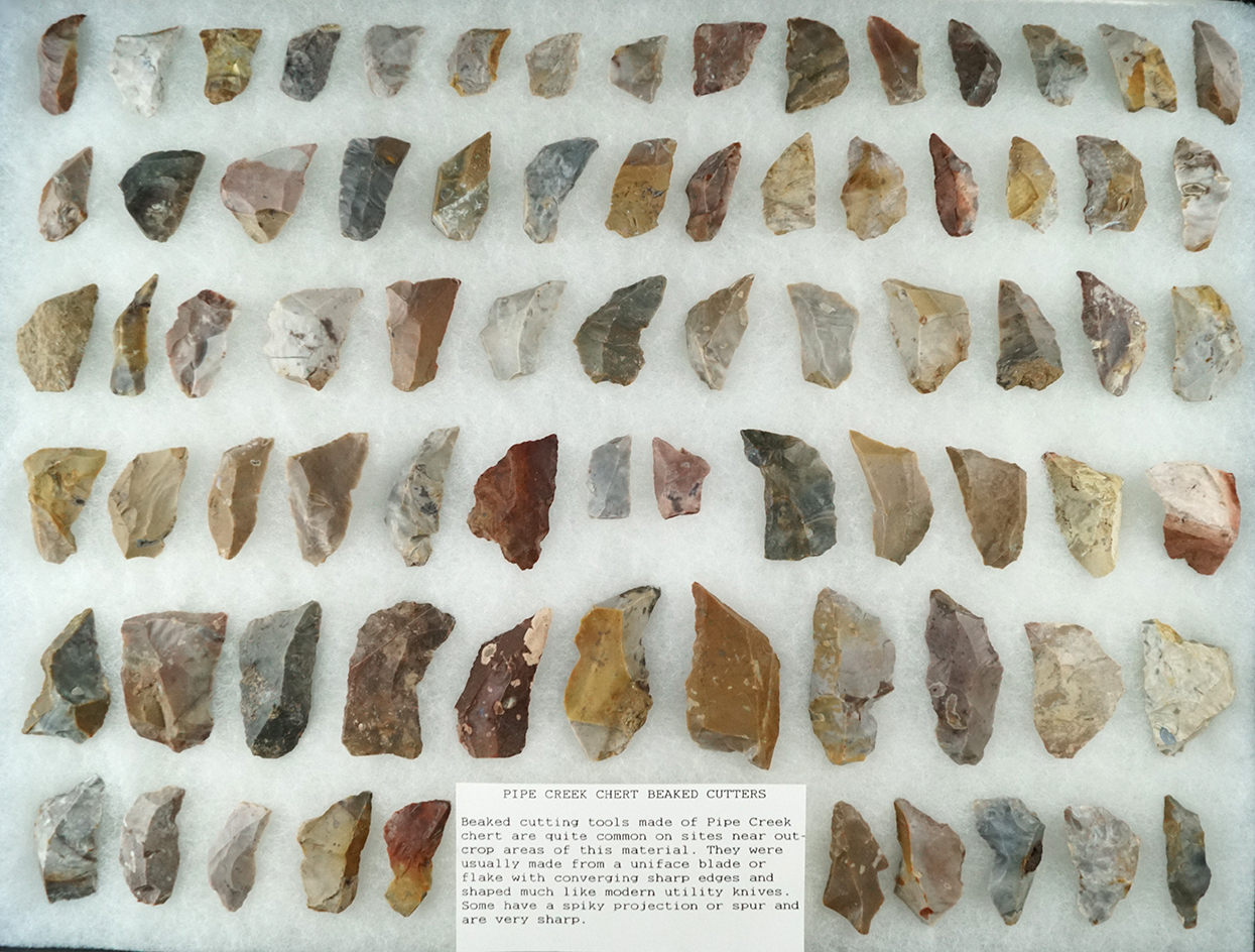 Large group of assorted Pipe Creek chert tools found in north central Ohio. Largest is 2 1/8".