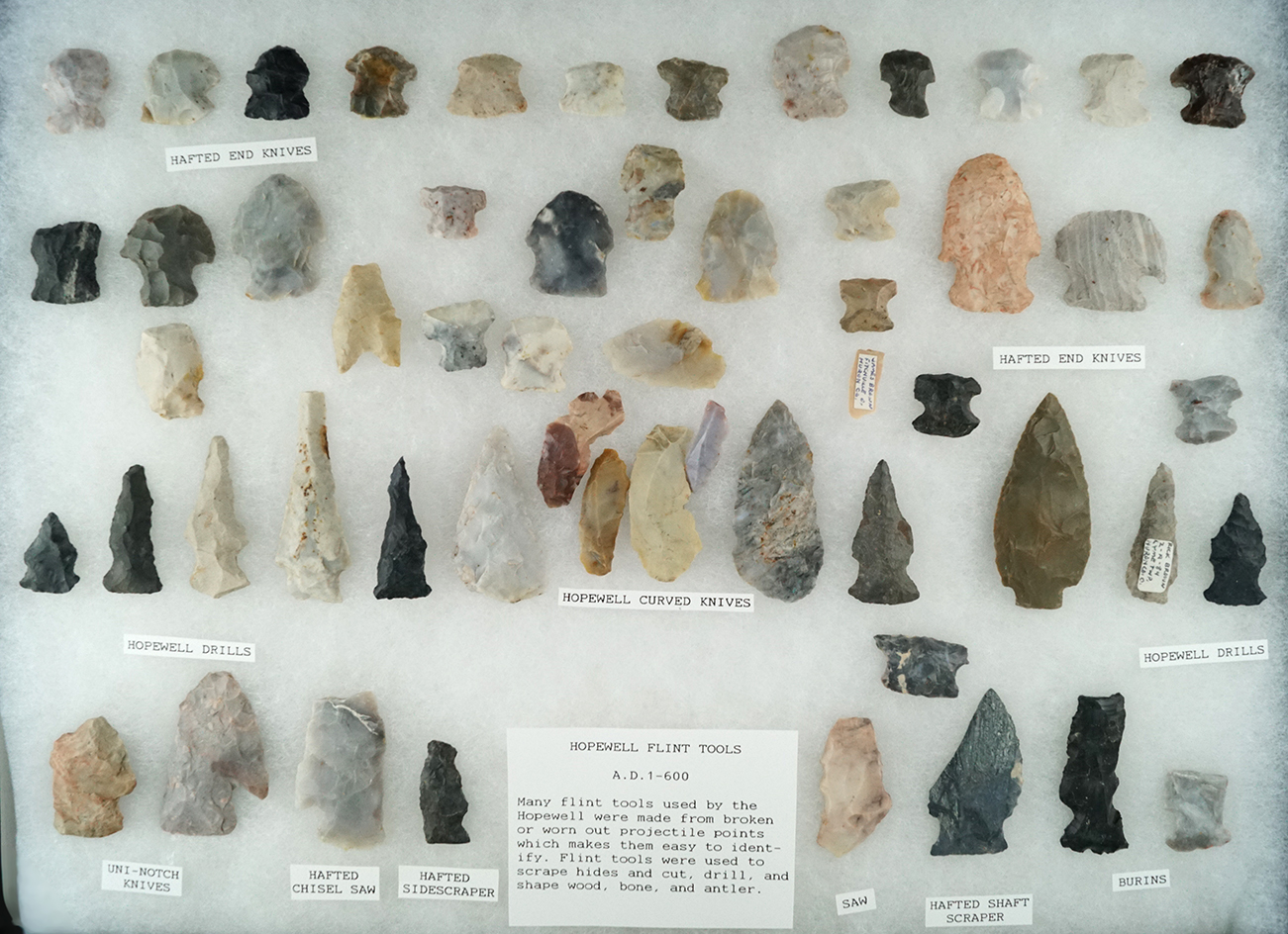 Group of approximately 54 assorted Hopewell Flint tools found in north central Ohio.