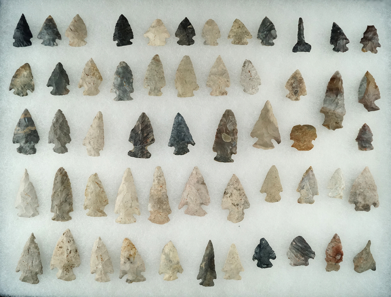 Group of approximately 54 assorted points and tools made from various materials - Ohio.