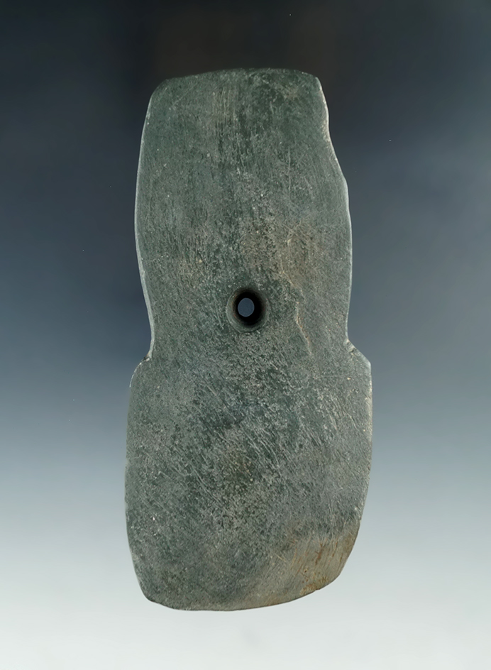 4 15/16" Hopewell Shovel Pendant made from Slate, found in Jackson Twp., Stark Co., Ohio.