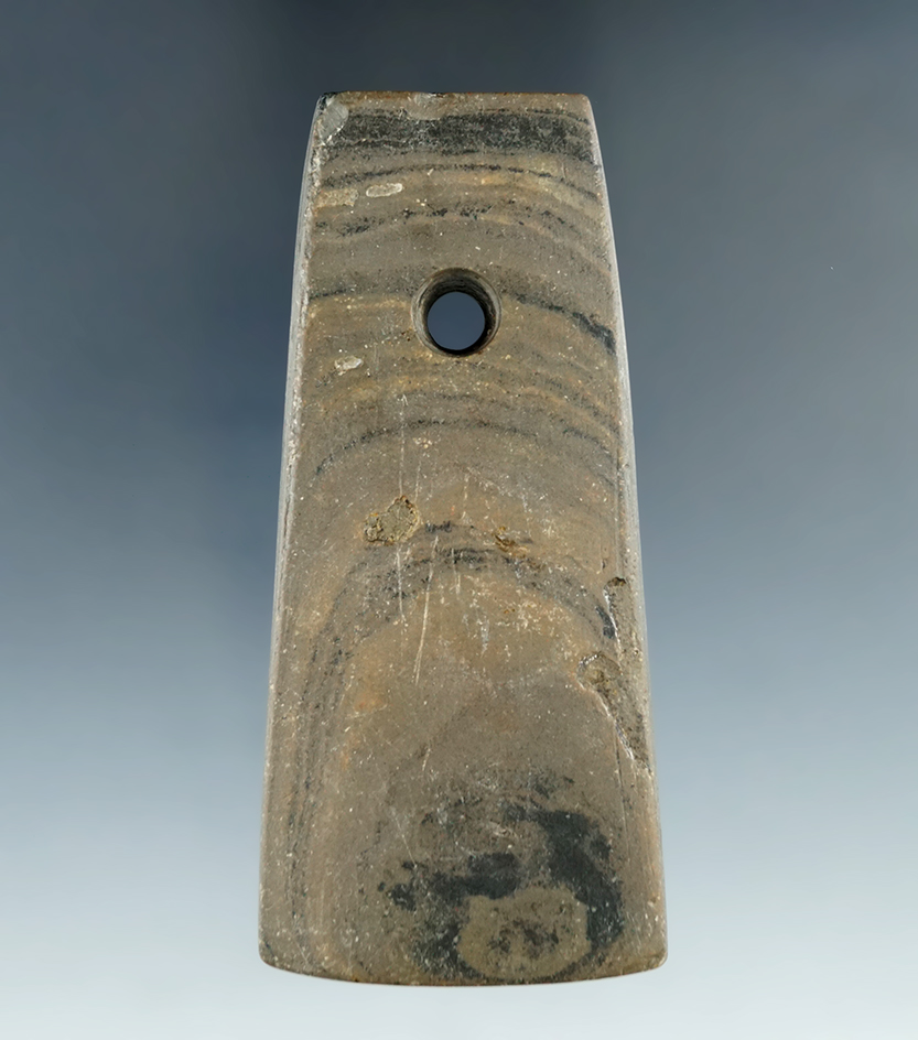 3 1/4" Trapezoidal Pendant found in Indiana. Ex. Randy Ramsey collection. Jackson COA.