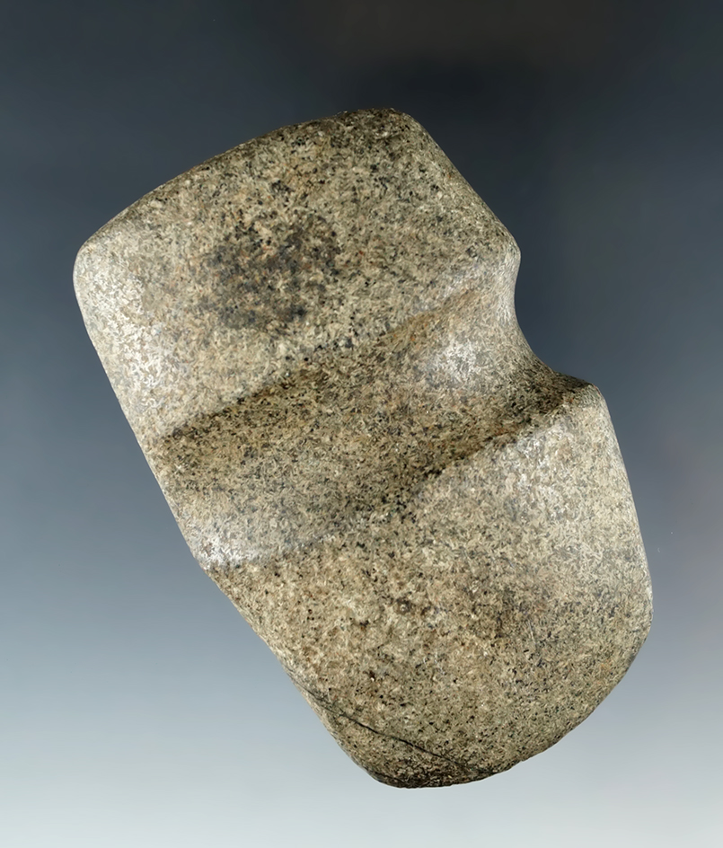 Well-crafted and highly polished 3 3/8" long 3/4 grooved Hardstone Axe found in Brown Co. Illinois.