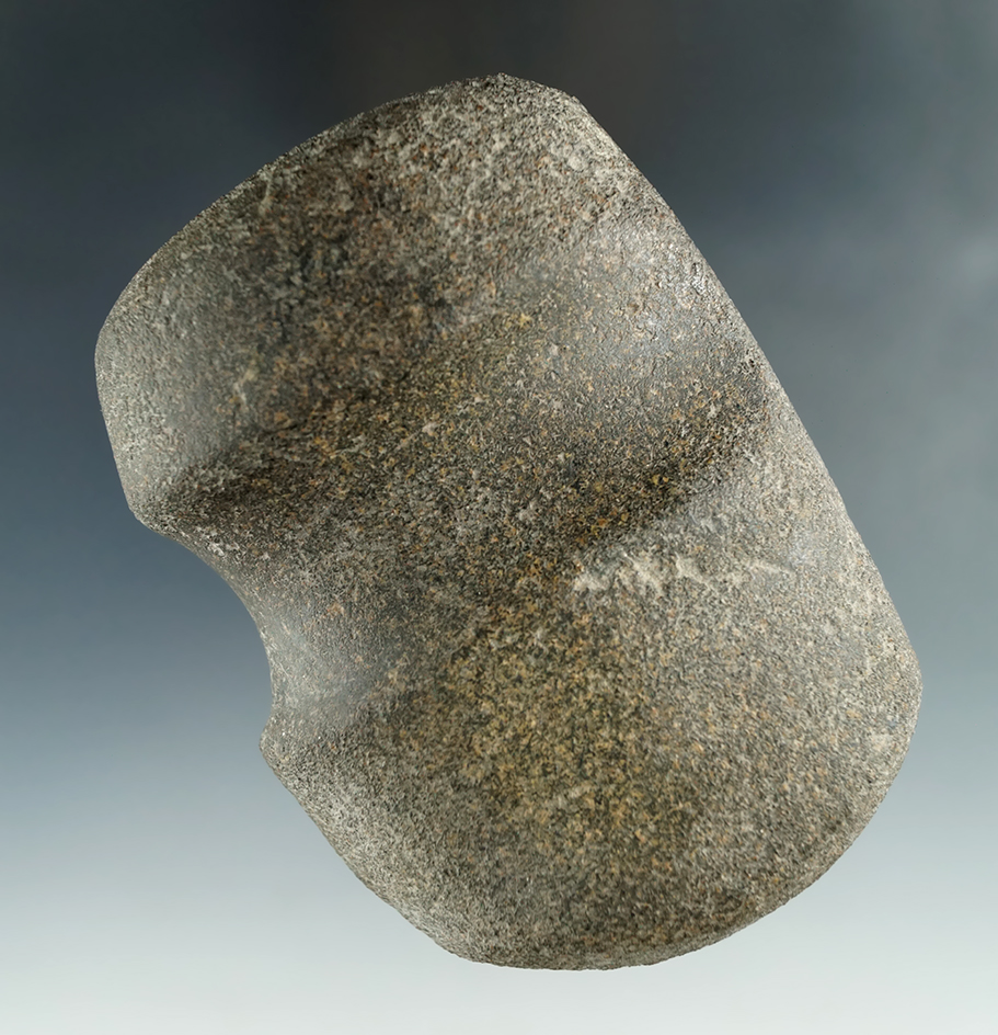 4 1/16" Long 3/4 grooved Axe converted into a Hammerstone. Found in Huron Co. Ohio.
