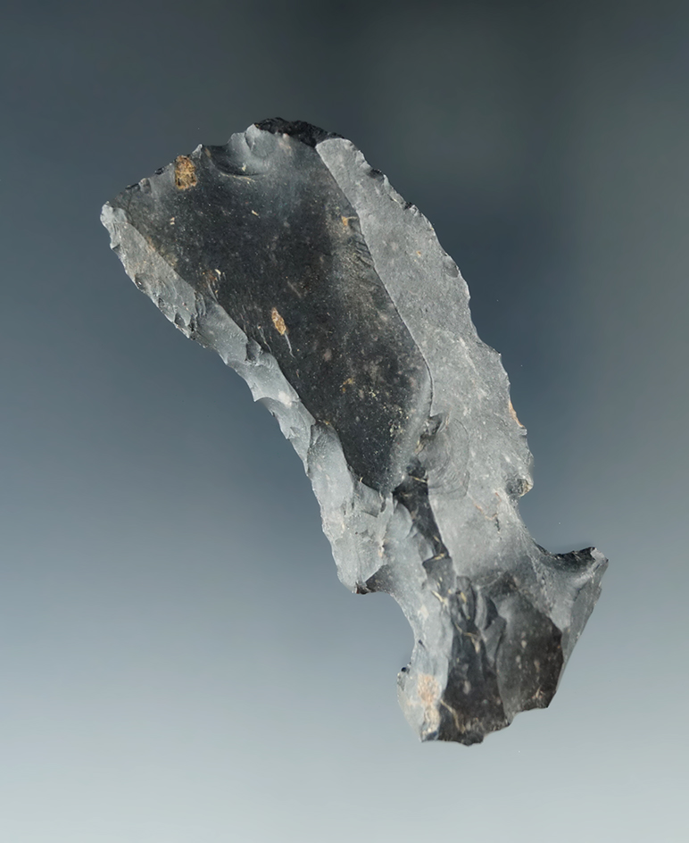 2 13/16" Coshocton Flint Hafted Shaft Scraper found in Ruggles Township, Ashland Co. Ohio.