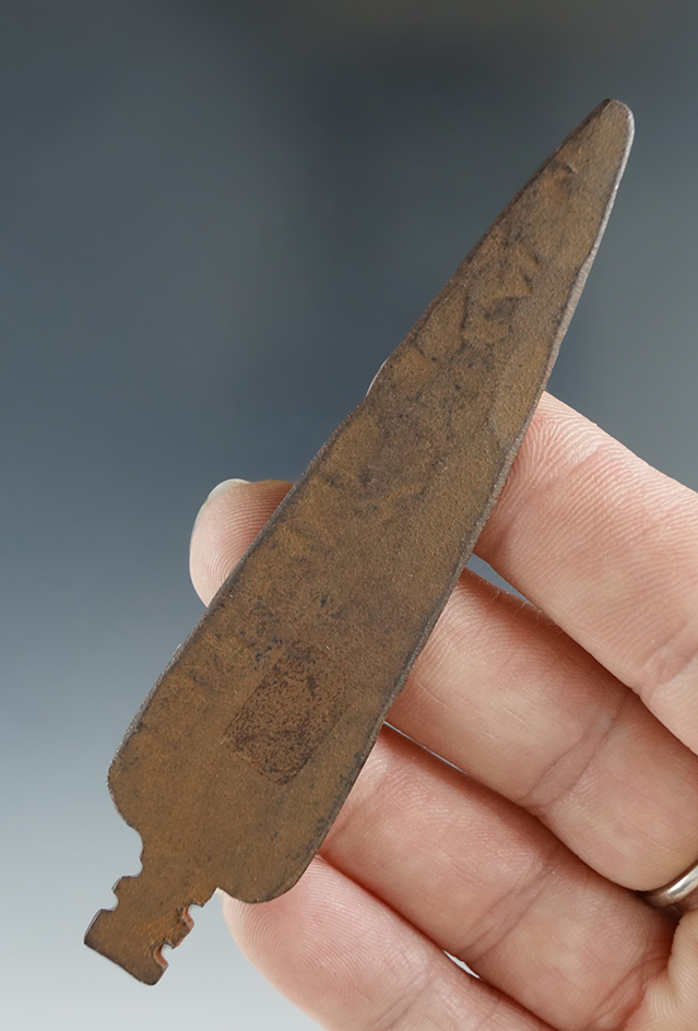 3 11/16" French fur trade era metal trade point found in Maine. Most likely Penobscot Indian.