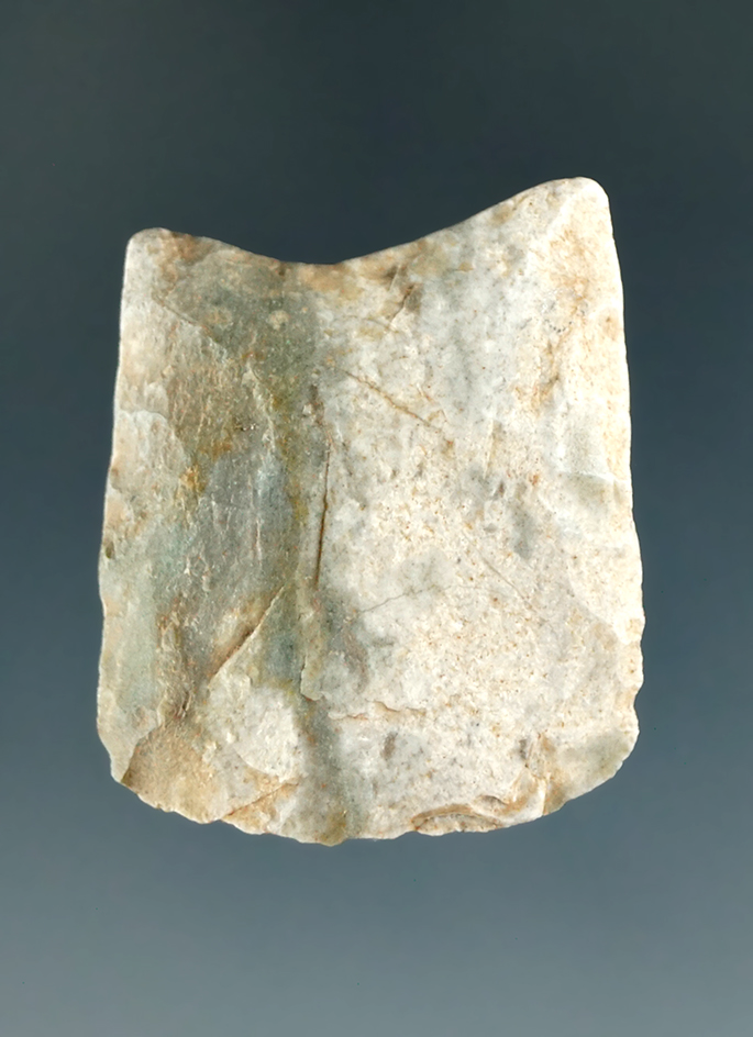 Rare tool style! 1 1/4" Paleo fluted Clovis Hafted Scraper made from Indiana Green.  Rogers COA.