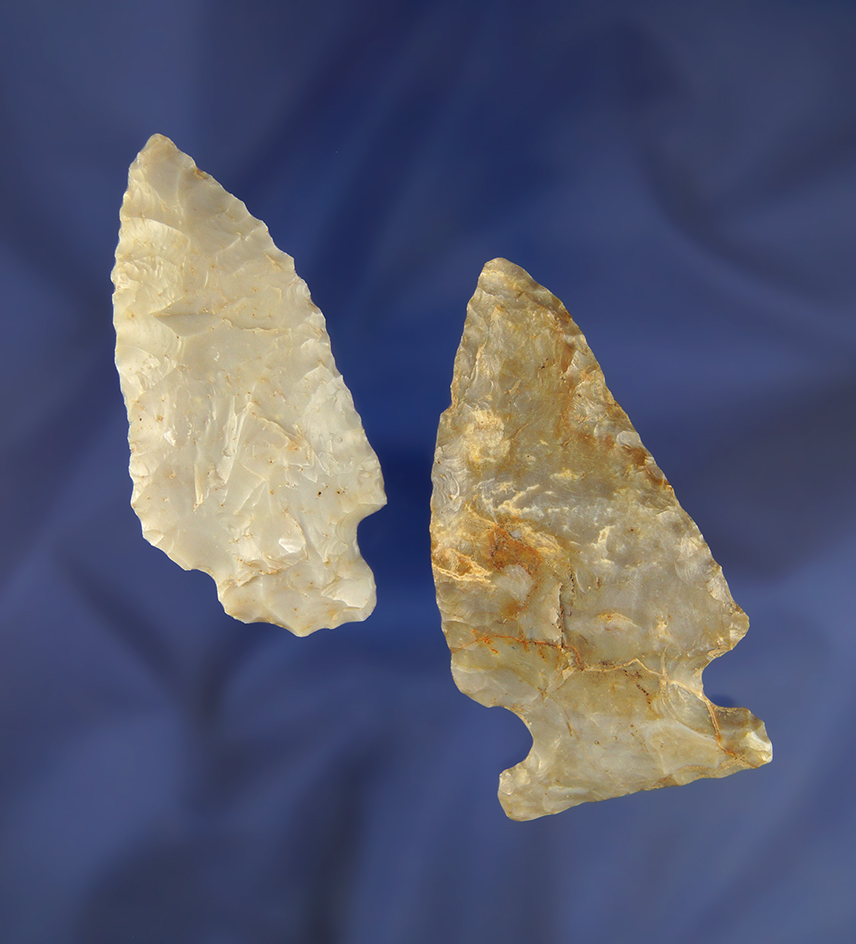 Pair of Flint Ridge artifacts found in Urbana Ohio.  Largest is 2 3/4".