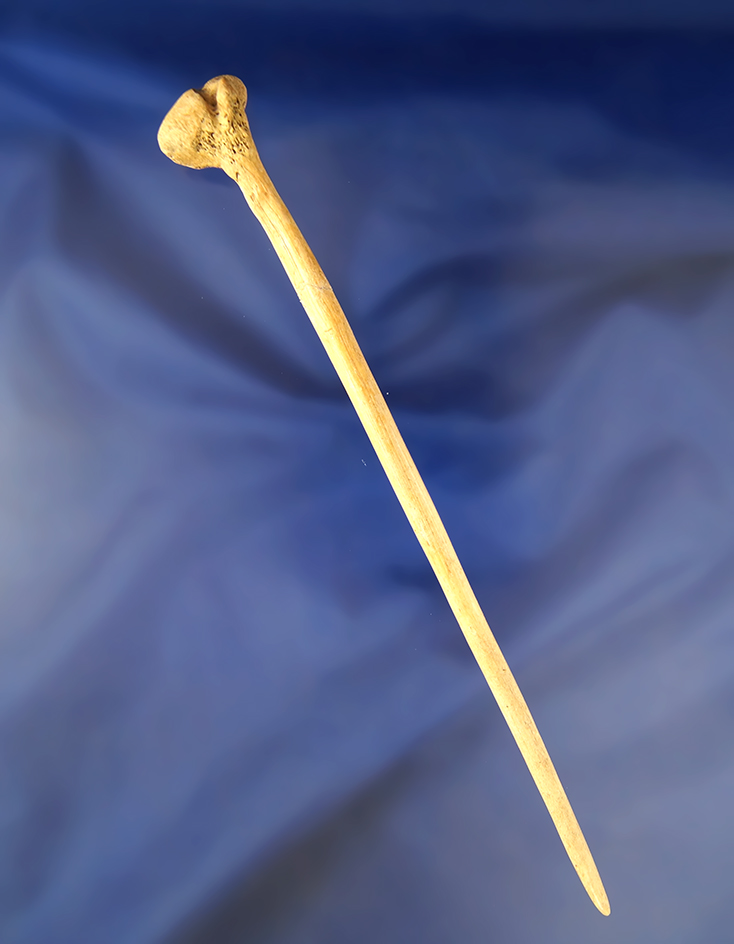 Large 7 1/2" Bone Hairpin found in Hamilton County Ohio. Pictured on page 175 in Hothem's Antler