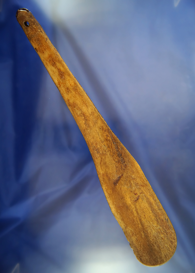 Unique! 11 3/8" buffalo rib bone ladle that is nicely polished found in South Dakota.