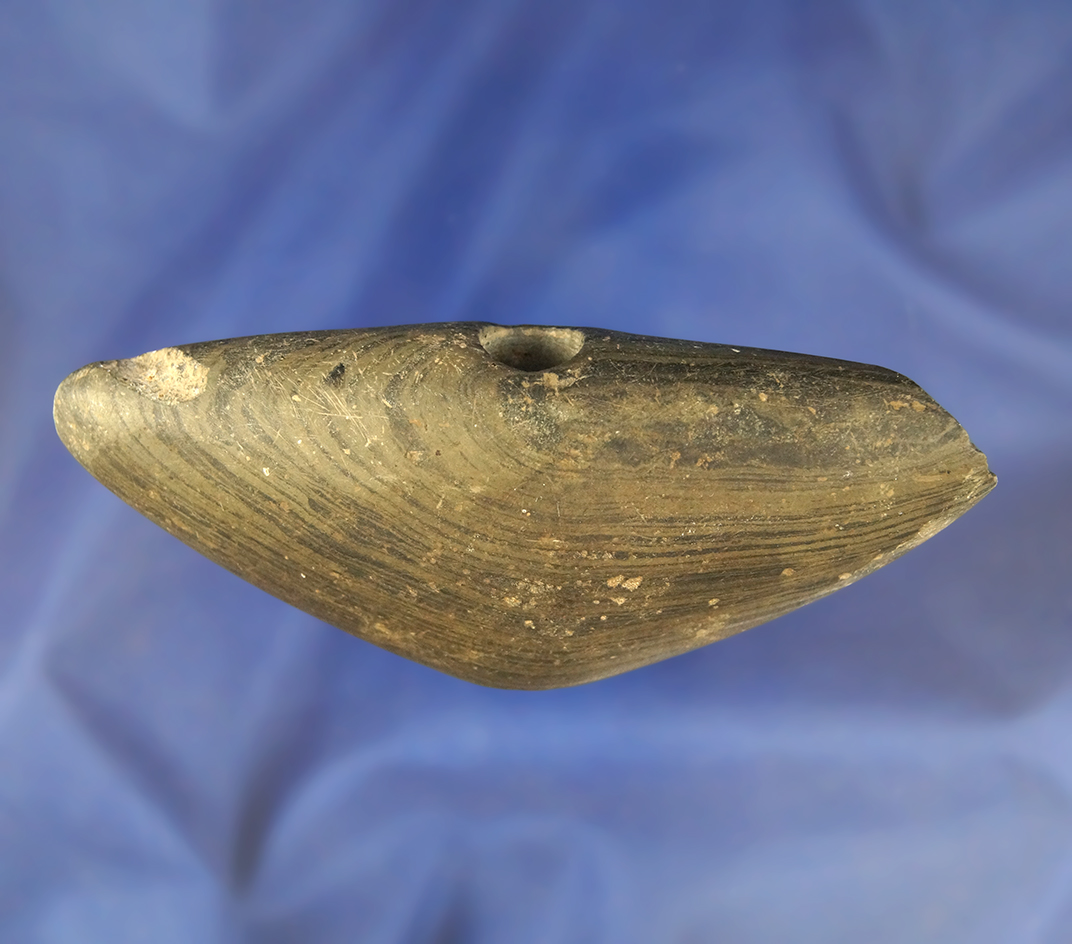 4 1/8" Banded Slate Winged Bannerstone found by the Kurtz Family on their farm  Crawford Co., Ohio.