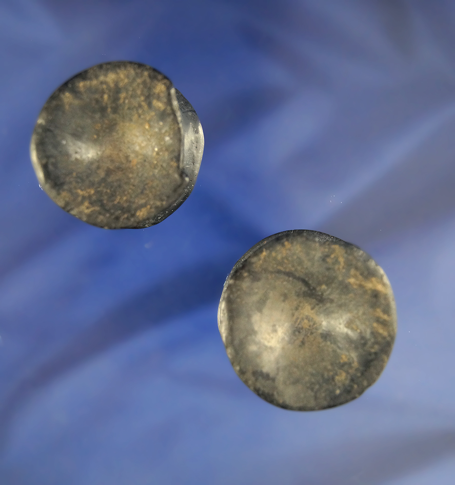 Rare! Pair of Ear Spools found together at a site in Scioto County Ohio. 1 9/16" diameter.