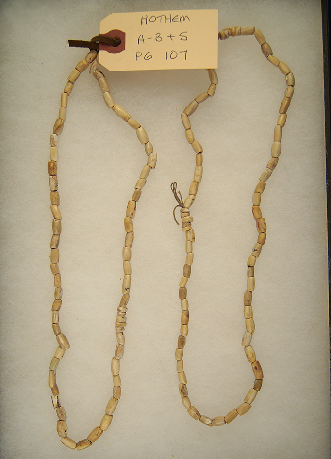 Beautiful strand of drilled shell beads Madison County, Alabama. Pictured on page 107  in Hothem's