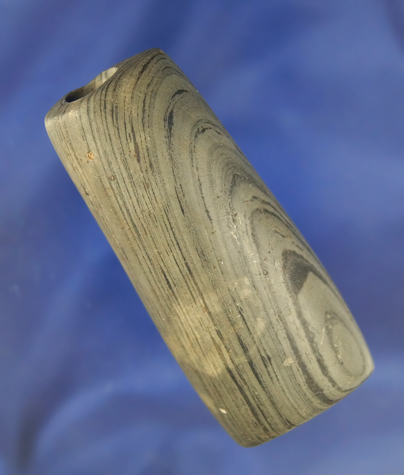 Ex. Perino! 3" Banded Slate Drilled Bar Amulet found in Ohio in excellent condition.