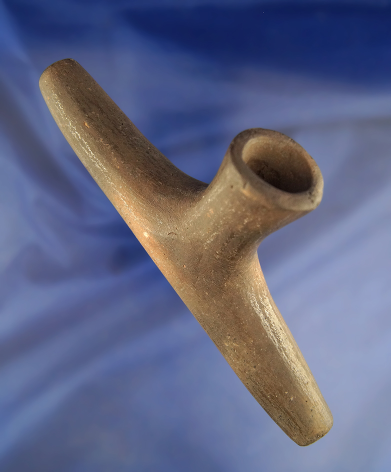 6 3/8" Double stemmed Pottery Pipe- Oklahoma pictured page 83 of Lar Hothem's Indian pipes book.