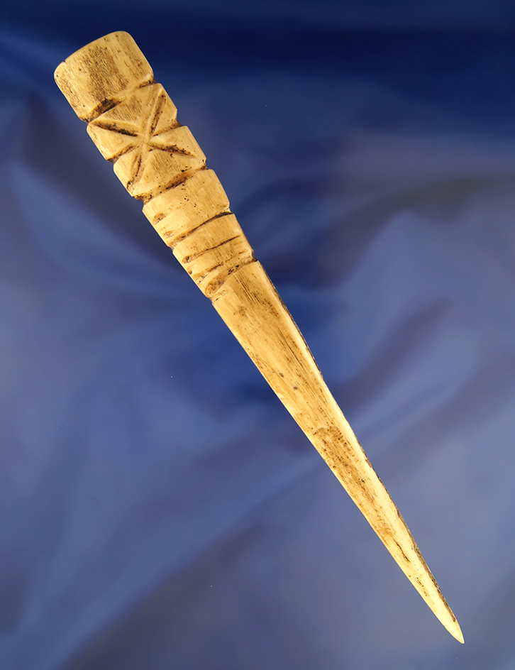 8 5/16" decorative Bone Hairpin, Inuit, Alaska.pictured on page 175 in Hothem's Antler Bone and Shel