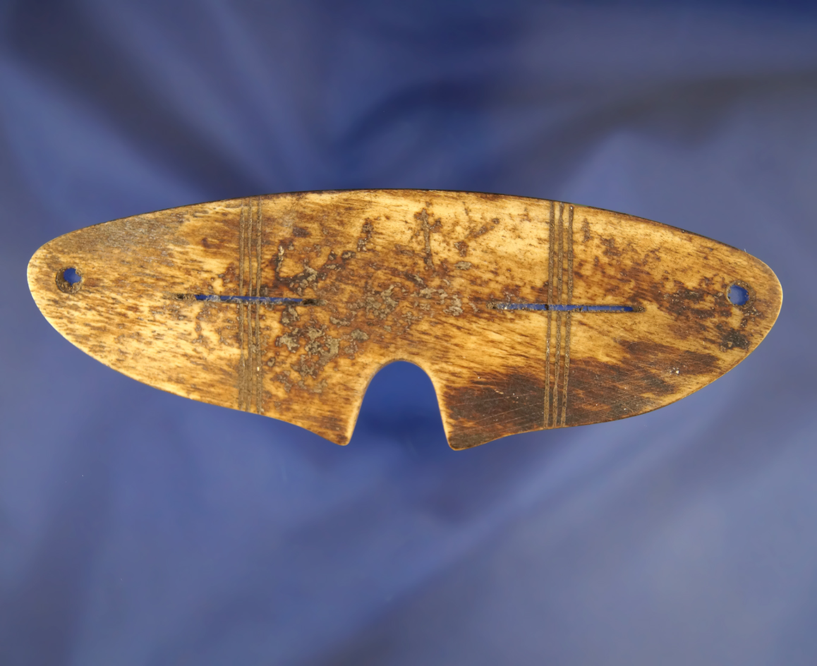 Nicely styled 5 5/8" bone Inuit Snow Goggles from Alaska.