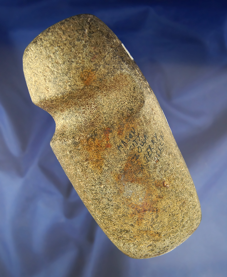 Very nice 7 1/4" long 3/4 Grooved Axe that is well polished found in Mason City, Iowa.