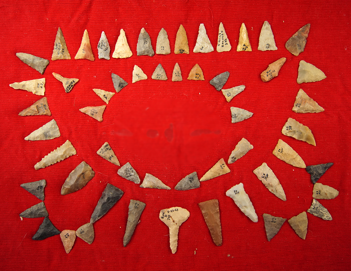 Group of 50+ assorted Triangle Points and drills found in Greenup Co., Kentucky.