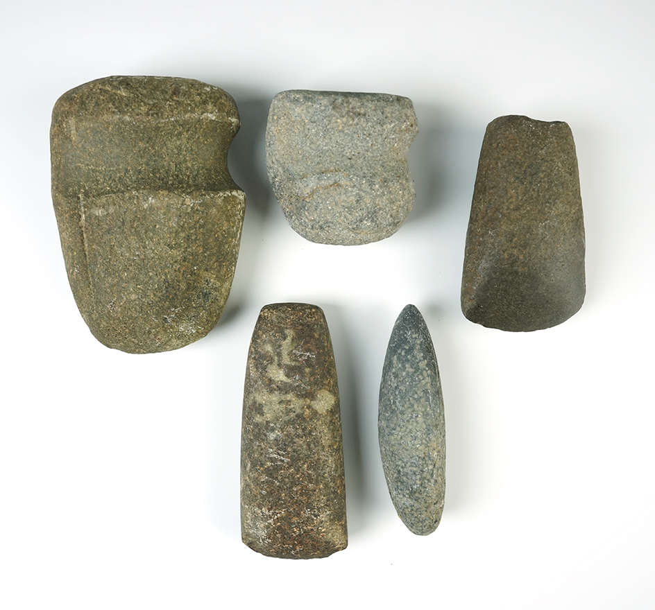 Set of nice assorted Hardstone Tools found in the Midwest. The largest is 5 1/8".