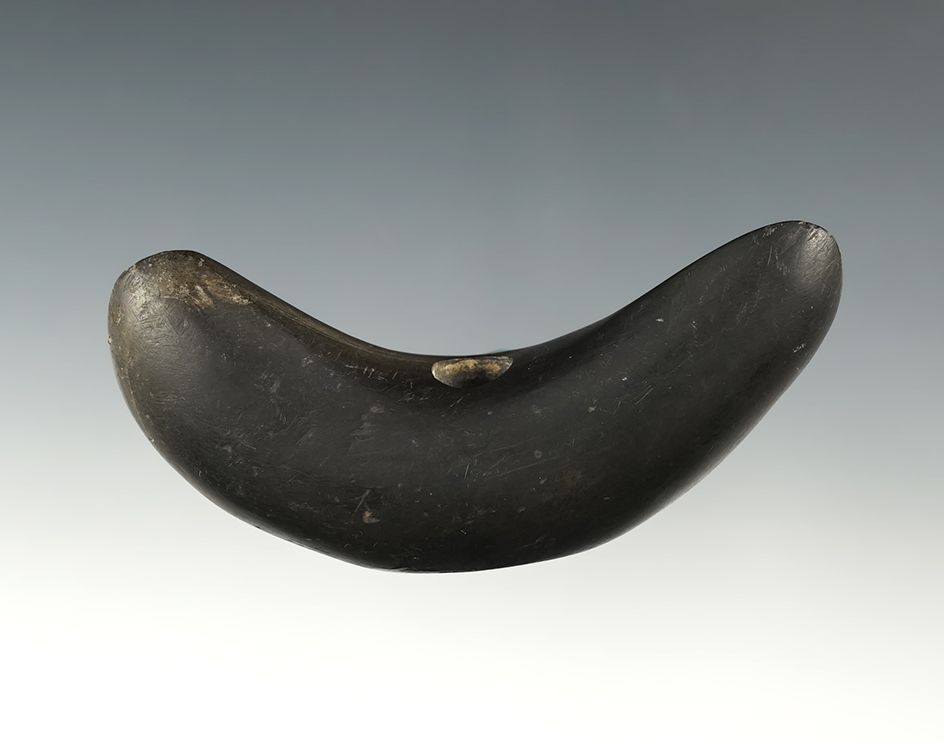 Nicely patinated 3 1/2" Curved Pick Bannerstone found in Pennsylvania. Dickey COA.