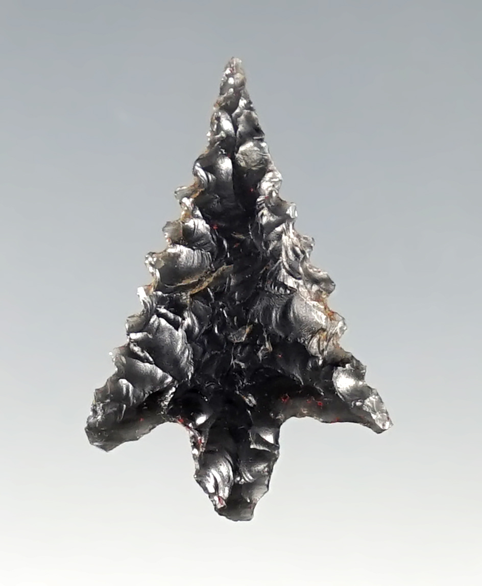 Classic style 7/8" Rabbit Island arrow point made from obsidian. Found in Oregon.