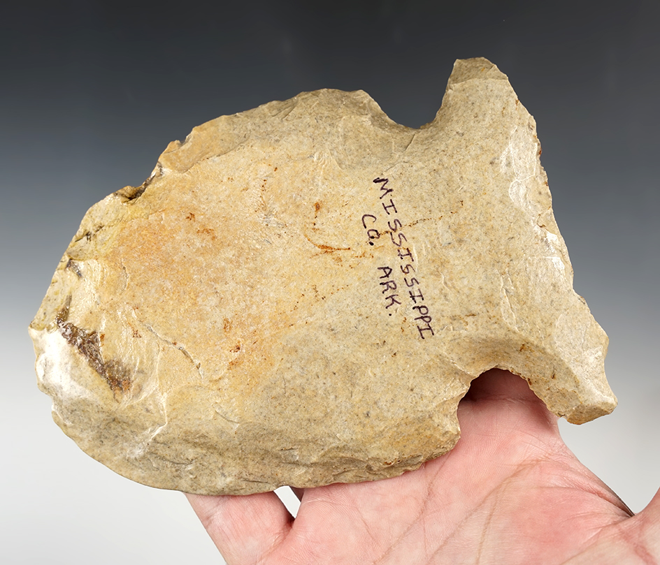 5 15/16" Notched Hoe. Mississippi Co., Arkansas with excellent polish. Ex. Rowlett, Crawford.