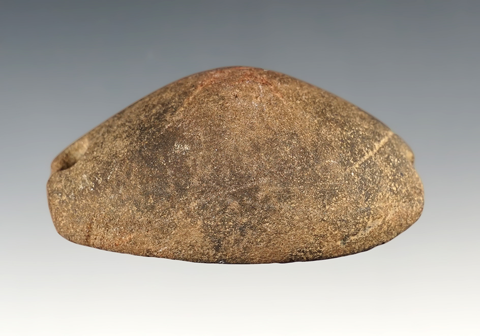 2 11/16" Hump Back Gorget - patinated Hardstone. Hancock Co., Ohio. Ex. Dr. John Shafer.