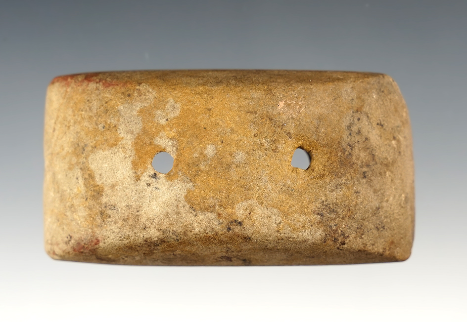 Nicely patinated 3 1/16" Semi-Keeled Gorget made from Sandstone. Midwestern U.S.