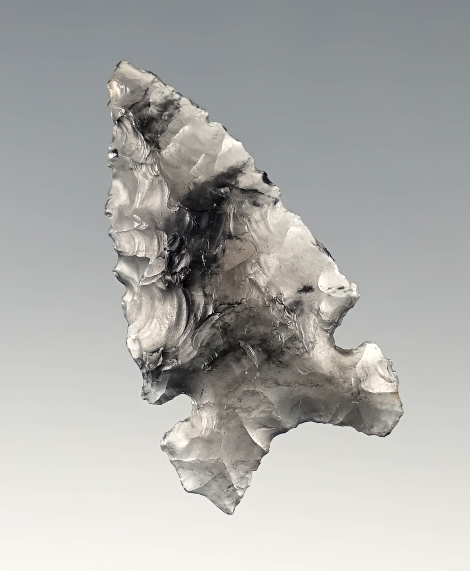 1 3/8" Northern Side Notched made from beautiful clear/black translucent obsidian. Oregon.