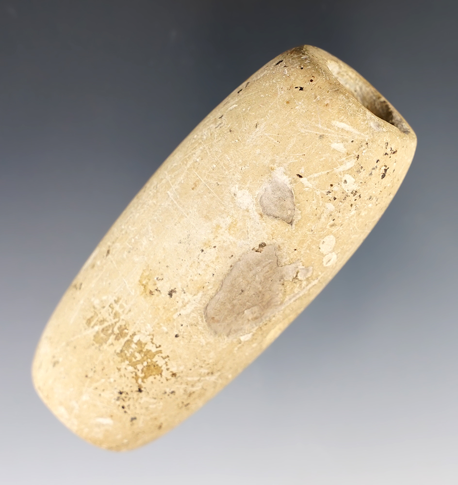 Fantastic 3 3/16" Fluted Tube Bannerstone - Cotton Rock. Hardin Co., TN. Davis COA, G9.