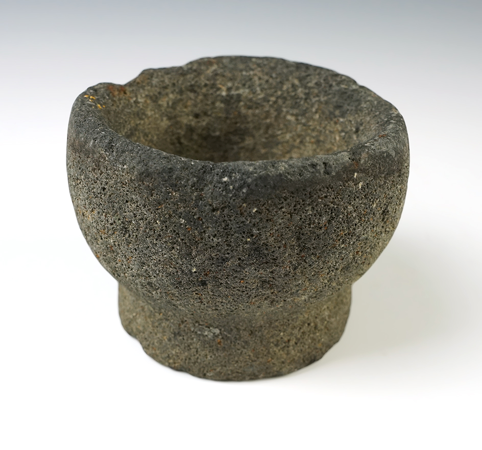 3 5/16" tall by 4 5/16" wide pre-Columbian pedestal style stone bowl - New Mexico.