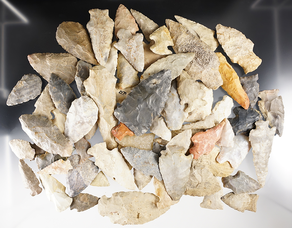 Set of 65 points found in Indiana & Michigan. The largest is 3 1/4".