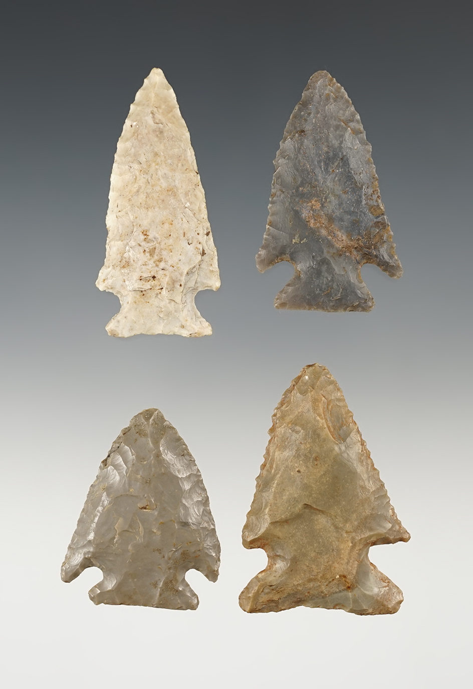 Set of four nicely styled Kentucky points. Largest is 2 1/4".