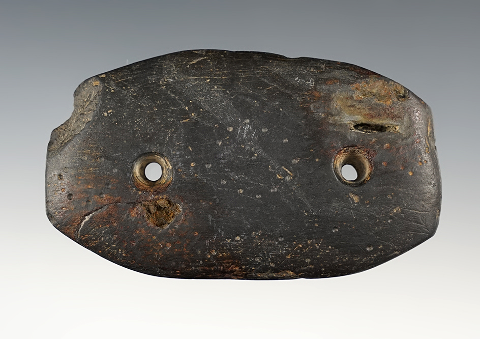 Well patinated Gorget with circular dots engraved on one face. Brown Co., OH. Ex. Jim Hovan.