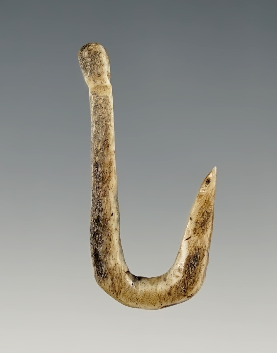 1 5/8" Fort Ancient Fish Hook - Feurt Village Site, Scioto Co., OH by Copeland. Bennett COA.