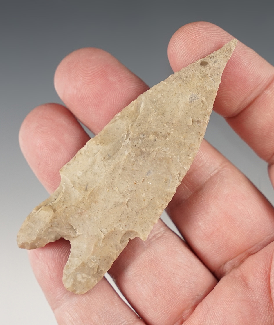 Well patinated 3 1/16" Pedernales found in Uvalde Co., Texas. Comes with a Rogers COA.