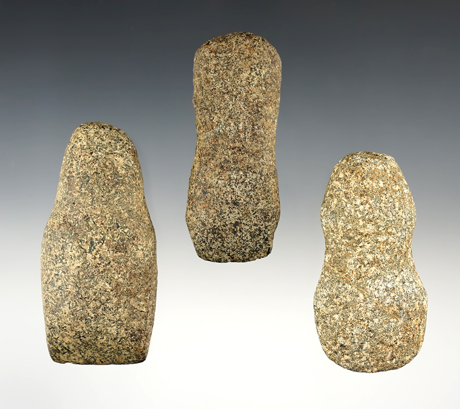 Set of 3 unique Grooved Celts. One was found in Hardin and one in Medina Co., Ohio.
