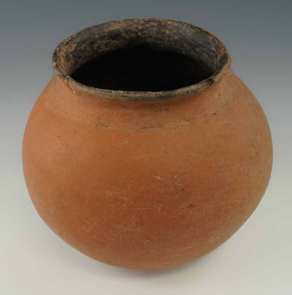 6 3/8" x 5 1/2" solid Pueblo pottery vessel. Ex. Sam Wasion, who acquired from LeRoy E. Hooveler