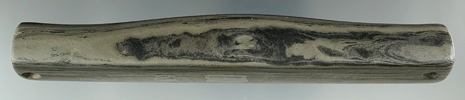 5 15/16" Bar Amulet made from green and black Banded Slate. Found in Wood Co., Ohio.