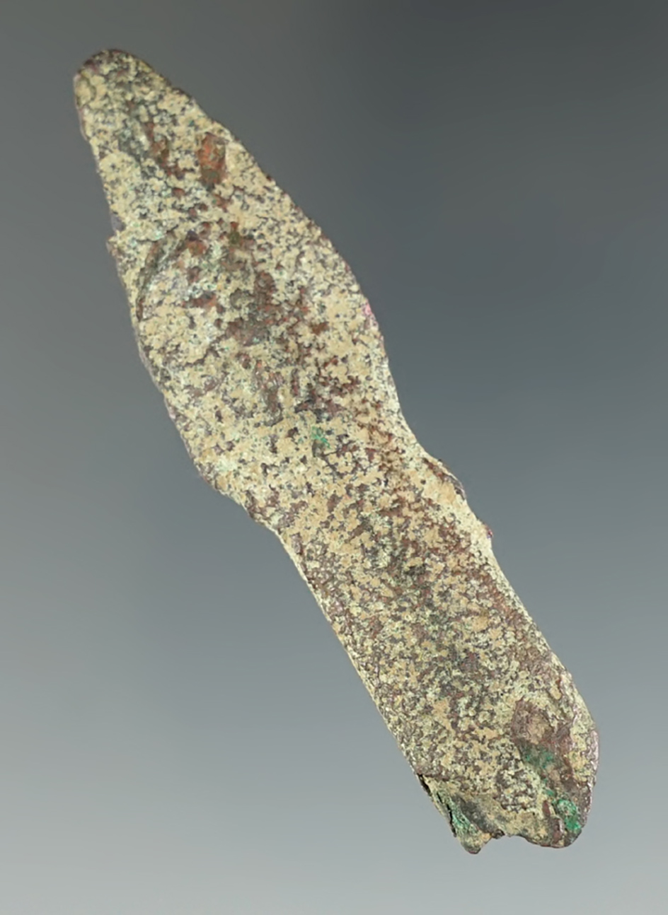 2 9/16" nicely styled old copper culture Projectile Point found in Dodge Co., Wisconsin.