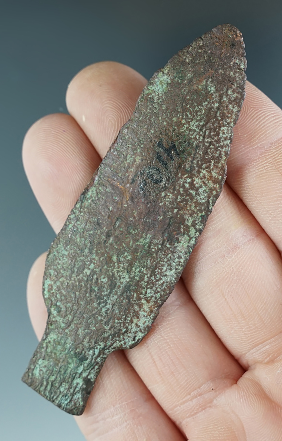 3 3/8" Old copper culture spear points found in Portage Co., Wisconsin.