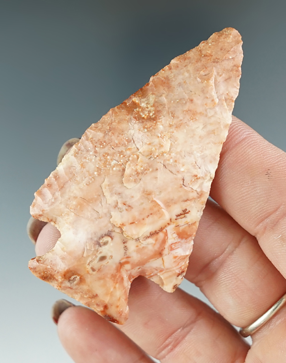 2 5/8" Archaic Cornernotch made from Tuscaloosa Gravel. Found in the Mississippi area. COA.