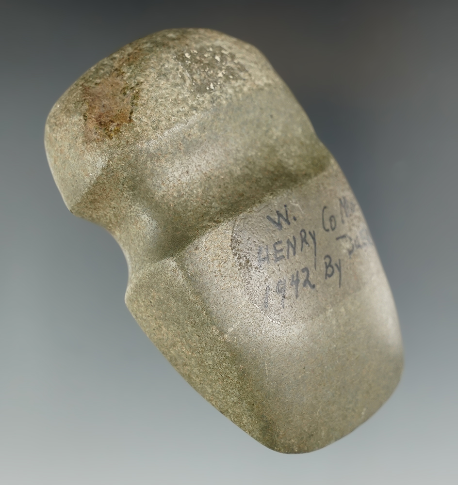 3 3/4" long 3/4 Grooved Axe that is beautifully polished and well styled - Henry Co., Missouri 1942.