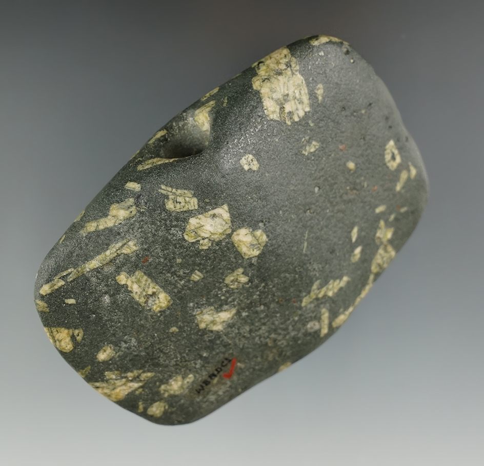 3 3/4"by 2 9/16"  Double Bit Axe Bannerstone made from Porphyry. Darke Co., Ohio. Davis COA.