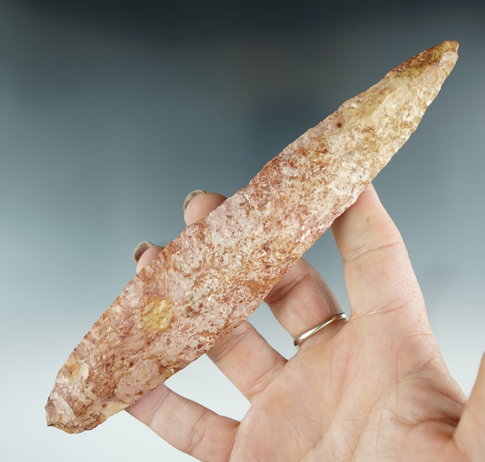 Large! 6 7/8" Lanceolate Knife made from strawberry Chert found in northern Arkansas.