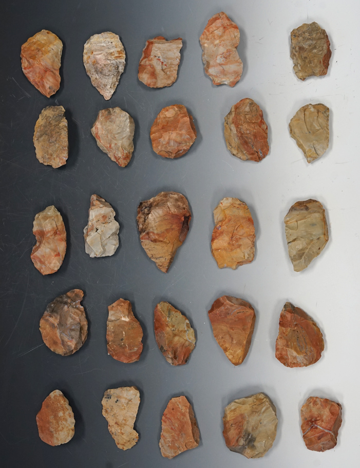 23 Blanks, largest is 4 1/4" from the Gray LaDassor cache of 401 cache blanks - Crescent Quarry.