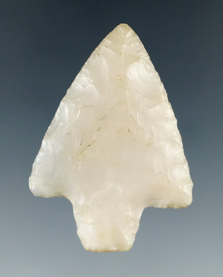 1 7/8" Florida Newnan point that is made from semi translucent heat-treated Agatized coral.