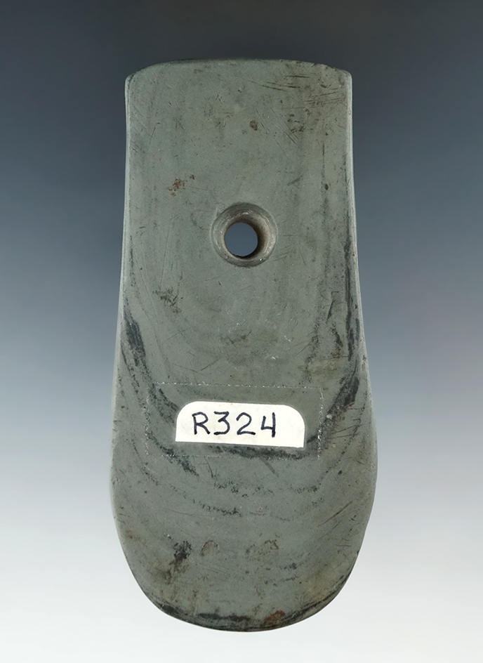 4" classic style Adena Keyhole Pendant - nicely mottled banded slate - Seneca Co., Ohio.